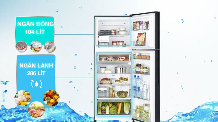 Tủ lạnh 2 cánh Hitachi R-FVY510PGV0 (GMG) được trang bị dung tích sử dụng là 390 lít