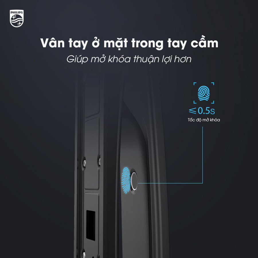 Khóa cửa vân tay cao cấp Philips DDL702-8HWS