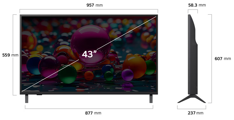 Kích thước Smart Tivi LG AI 4K 43 inch 43UA8450PSA