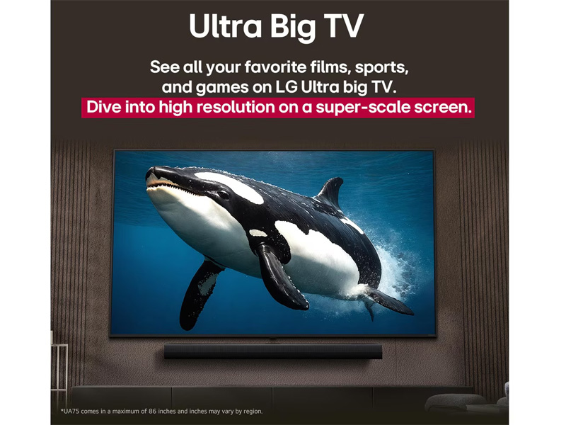 Tivi LG AI 4K 86 inch 86UA8450PSA thiết kế màn hình siêu lớn