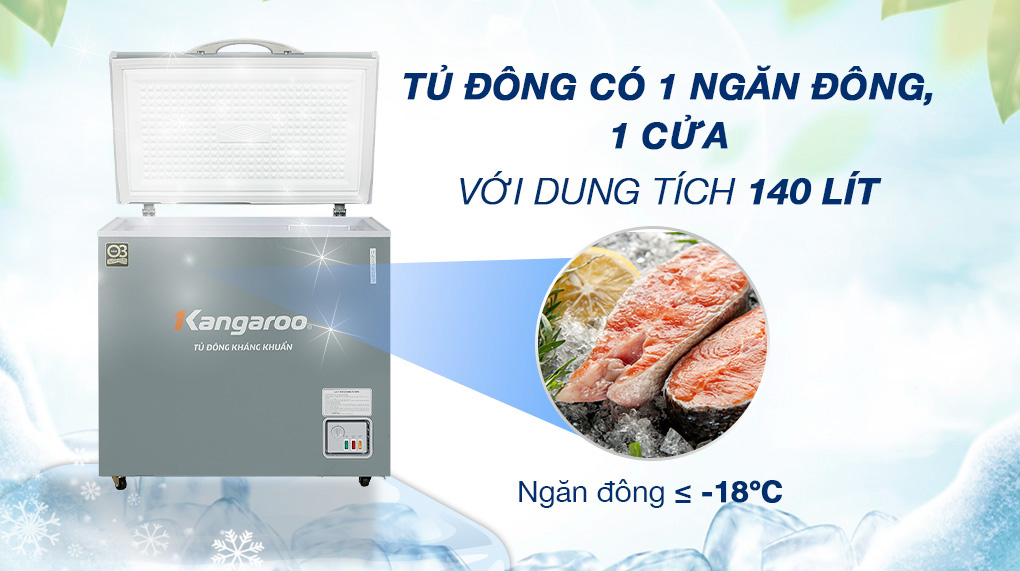 Tủ đông kháng khuẩn Kangaroo 140 lít KGFZ200NG1