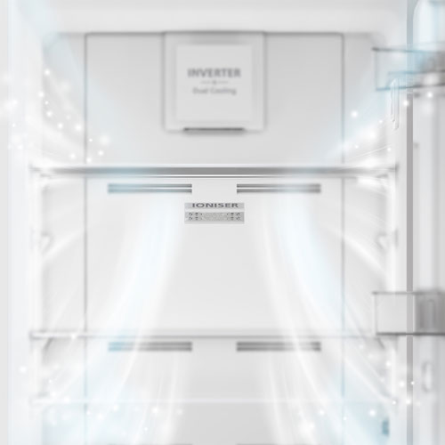 Tủ lạnh Hitachi Inverter 323 lít HRBN6340DGBKVN còn sử dụng công nghệ ion hóa hiện đại