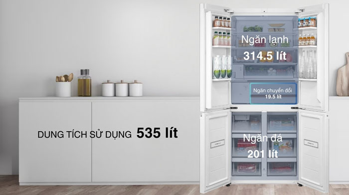 Tủ lạnh Japandi Toshiba GR-RF695WI-PGV(67) có dung tích lớn