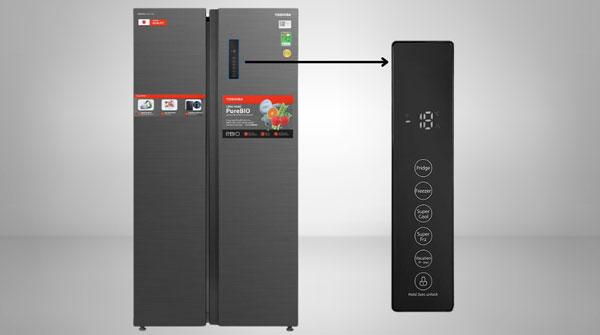 Tủ lạnh Toshiba Inverter 555 lít GR-RS696WI-PMV(60)-AG có bảng điều khiển bên ngoài