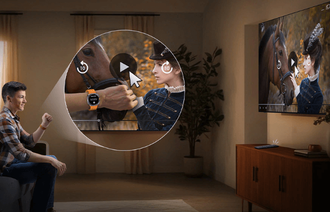 Smart TV QLED 4K Samsung 65 inch QA65Q8FAAKXXV có thể điều khiển bằng đồng hồ đeo tay
