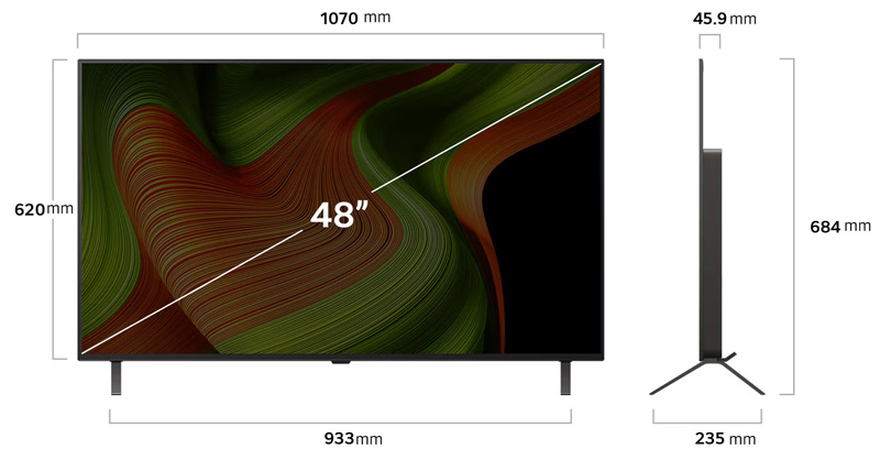 Kích thước Tivi AI Evo Oled 4K 48 inch LG OLED48B5PSA