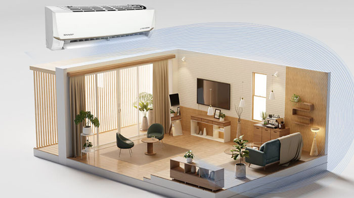máy lạnh Sharp Inverter 1.5HP AH-X13CEWC có luồng gió Coanda mạnh mẽ