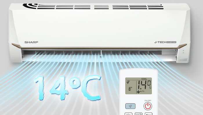 máy lạnh Sharp Inverter 1.5HP AH-X13CEWC có thể cài đặt nhiệt độ thấp nhất là 14 độ C