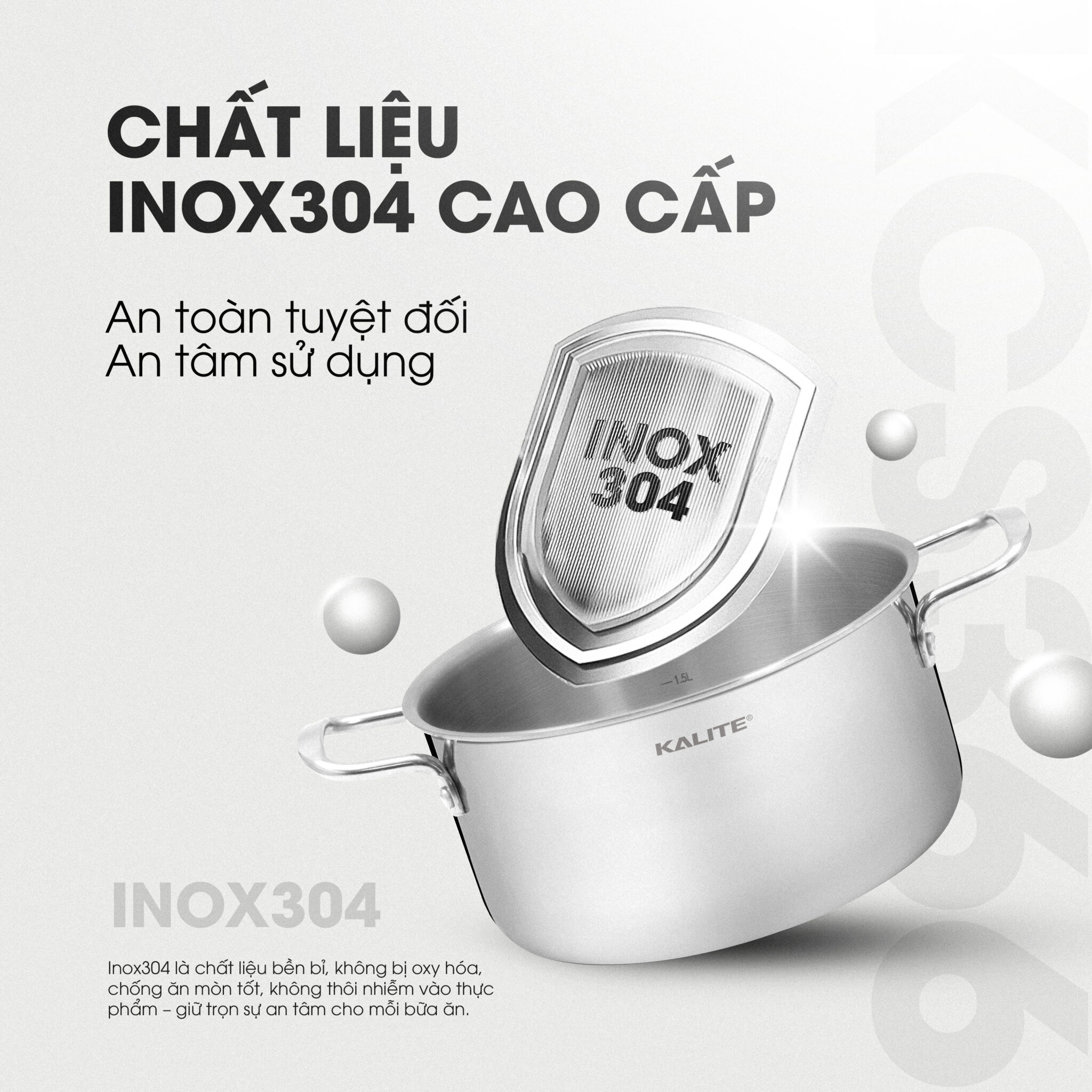 Bộ 3 nồi inox liền khối Kalite KCS366