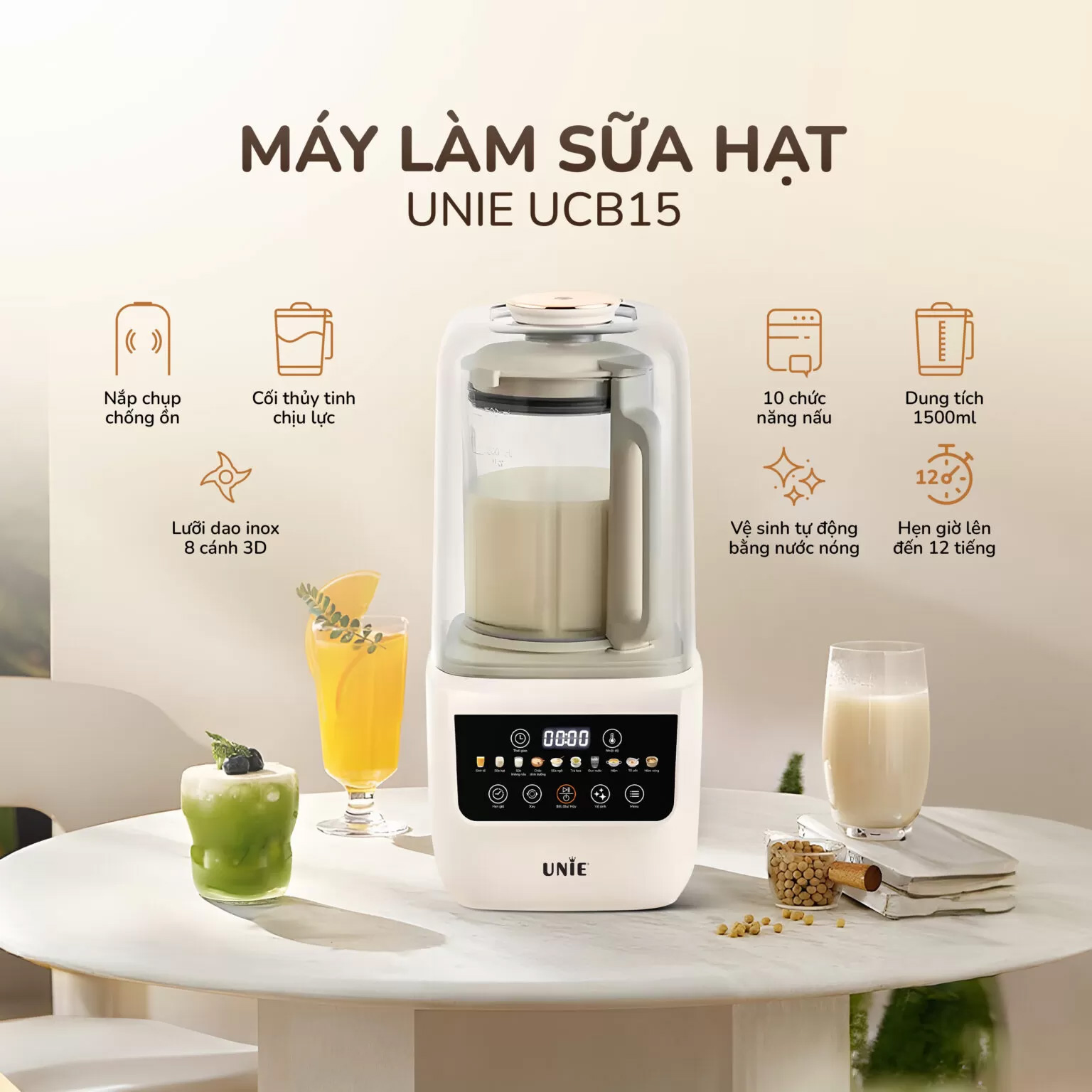 Máy làm sữa hạt UNIE UCB15 1.5L