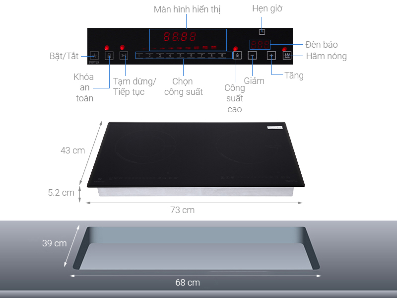 Bếp từ hồng ngoại lắp âm Pramie PRMY-2105