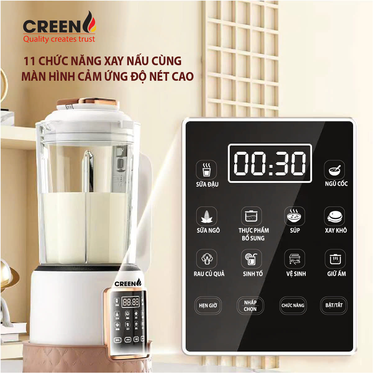 Máy làm sữa hạt đa năng Creen CR-600