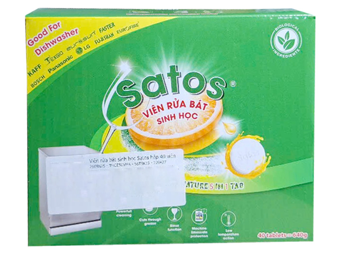 Viên rửa bát sinh học Satos hộp 40 viên