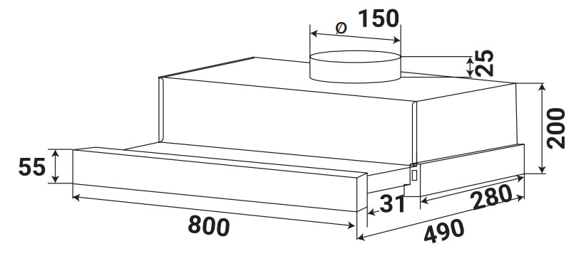 Máy hút mùi âm tủ Kaff KF-TL800ST