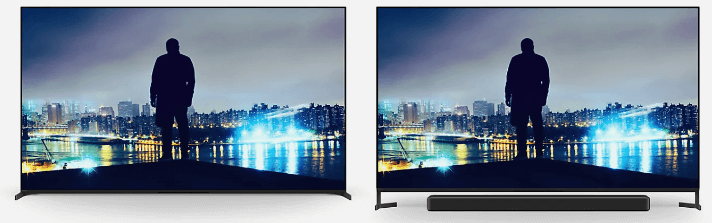 chân đế tivi Sony K-55XR80M2 còn có hai kiểu bố trí là kiểu tiêu chuẩn và kiểu phù hợp
