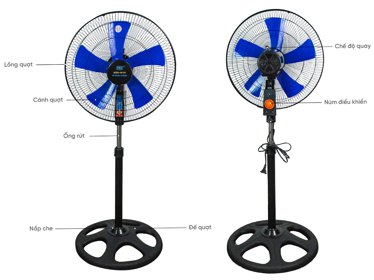 Cấu tạo quạt đứng Điện Cơ 91 QĐ-CN450P5