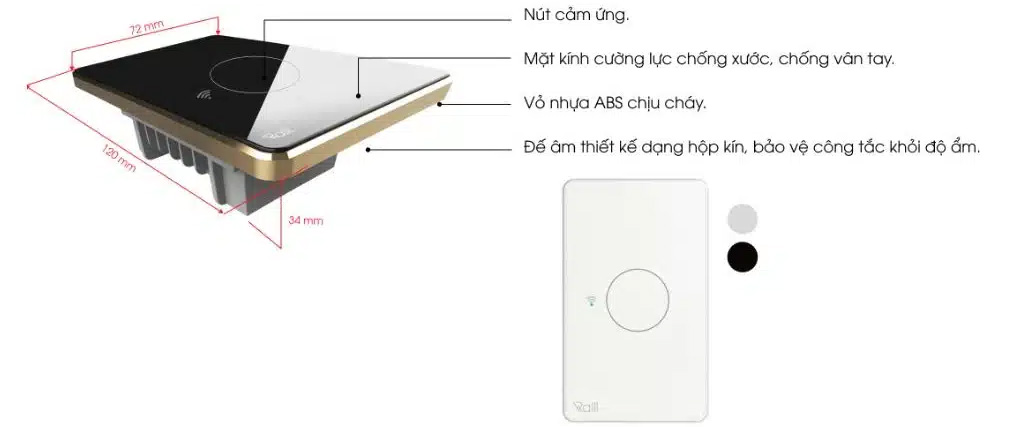 Công tắc thông minh 3 nút bấm CTCU.WF CN.03T.2W.SP MN