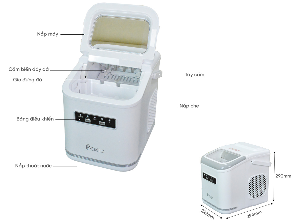 Cấu tạo máy làm đá mini P-Emic PK-12K