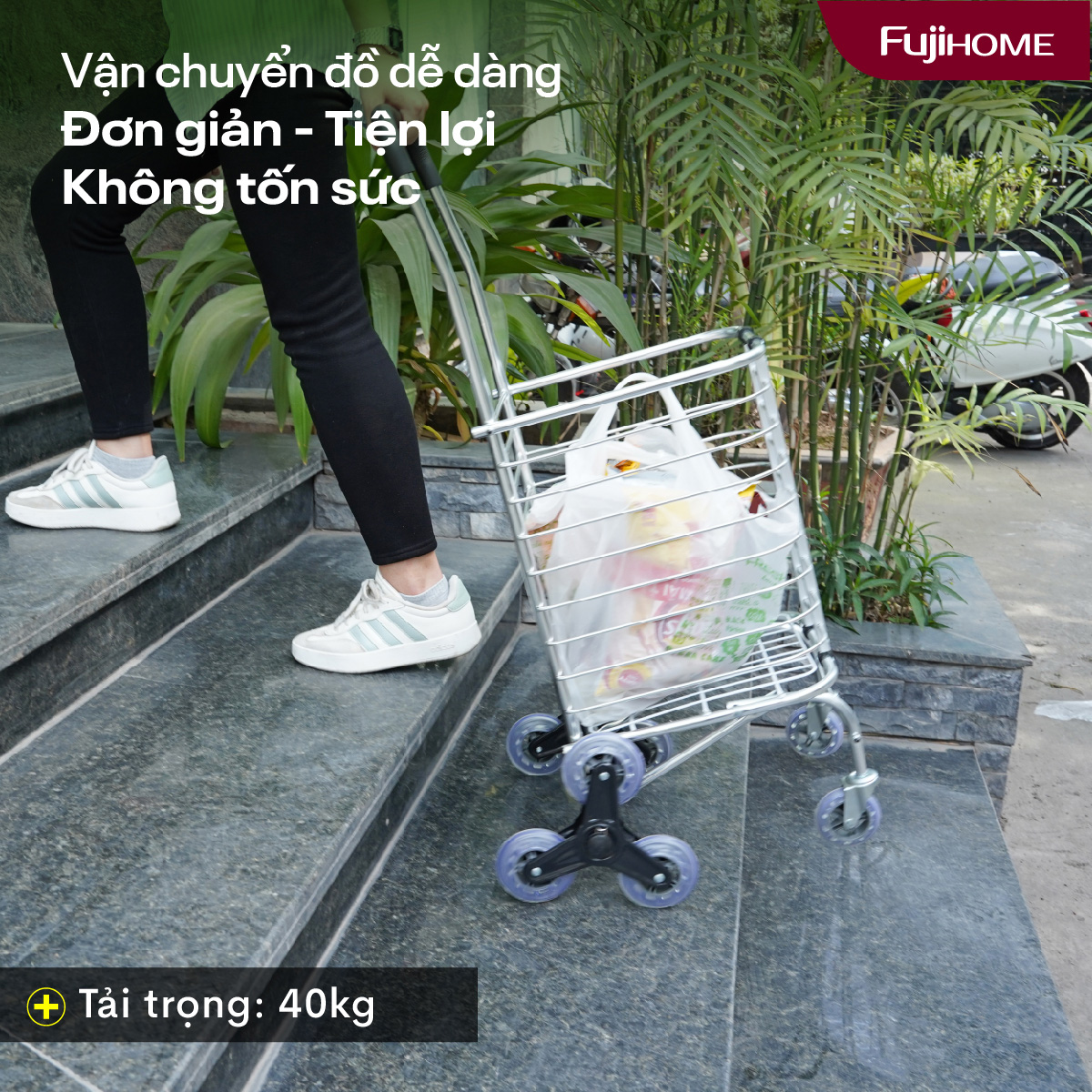 Xe đi chợ gấp gọn, leo cầu thang Fujihome