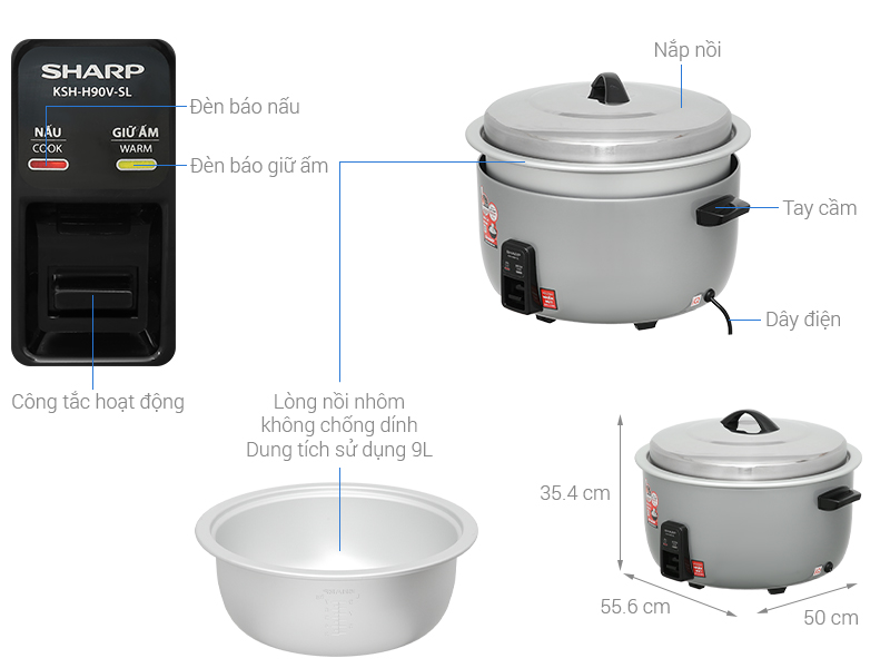 Nồi cơm điện Sharp KSH-H90V-SL