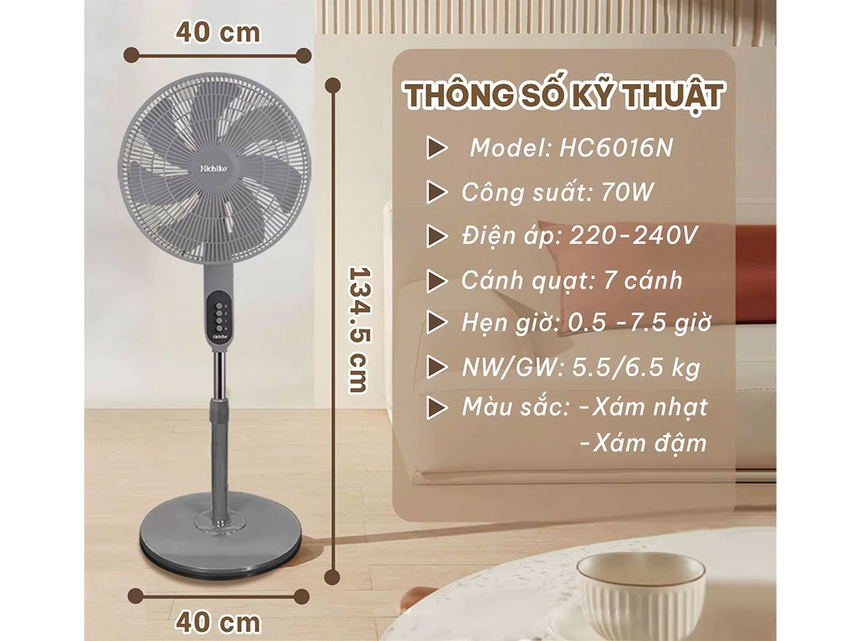 Quạt đứng Hichiko HC6016N 
