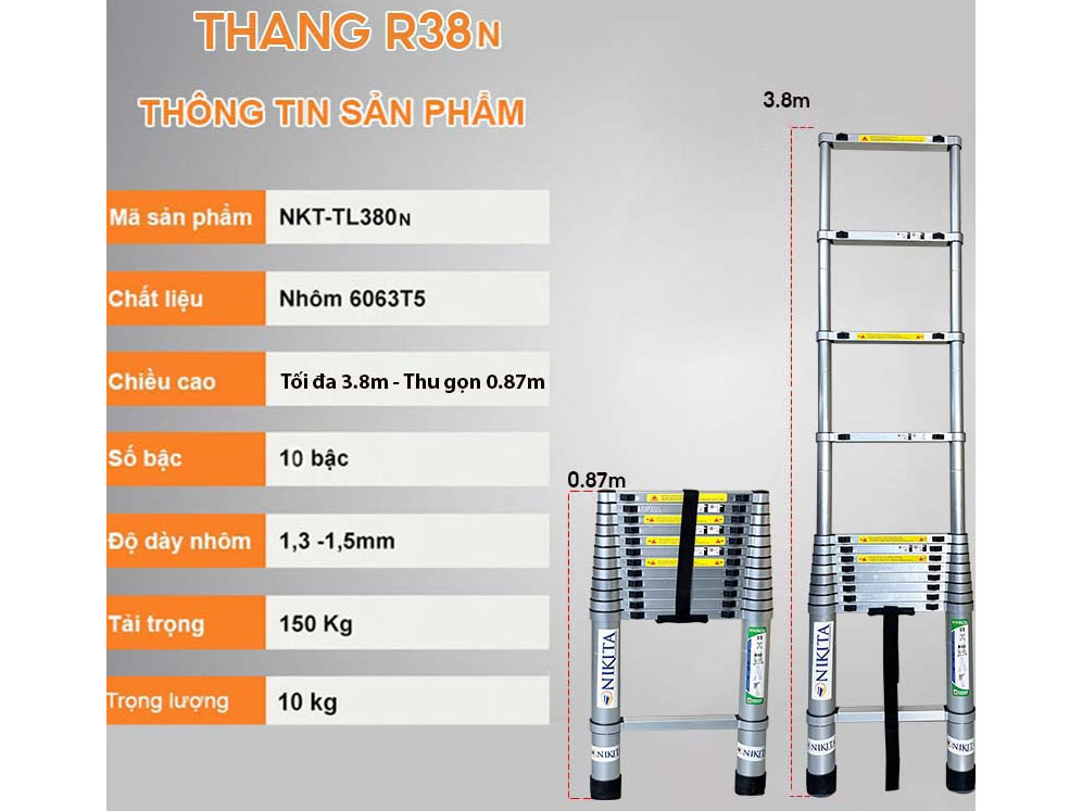 Thang nhôm rút đơn Nikita  