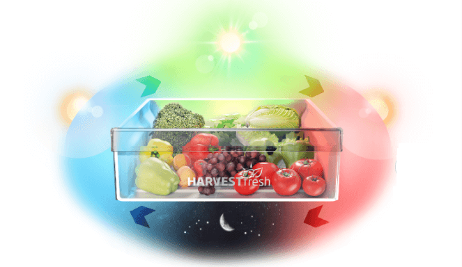 Tủ lạnh 2 cánh Beko 375 lít RDNT401E50VZGB (màu đen) được tích hợp công nghệ ánh sáng 3 màu HarvestFresh