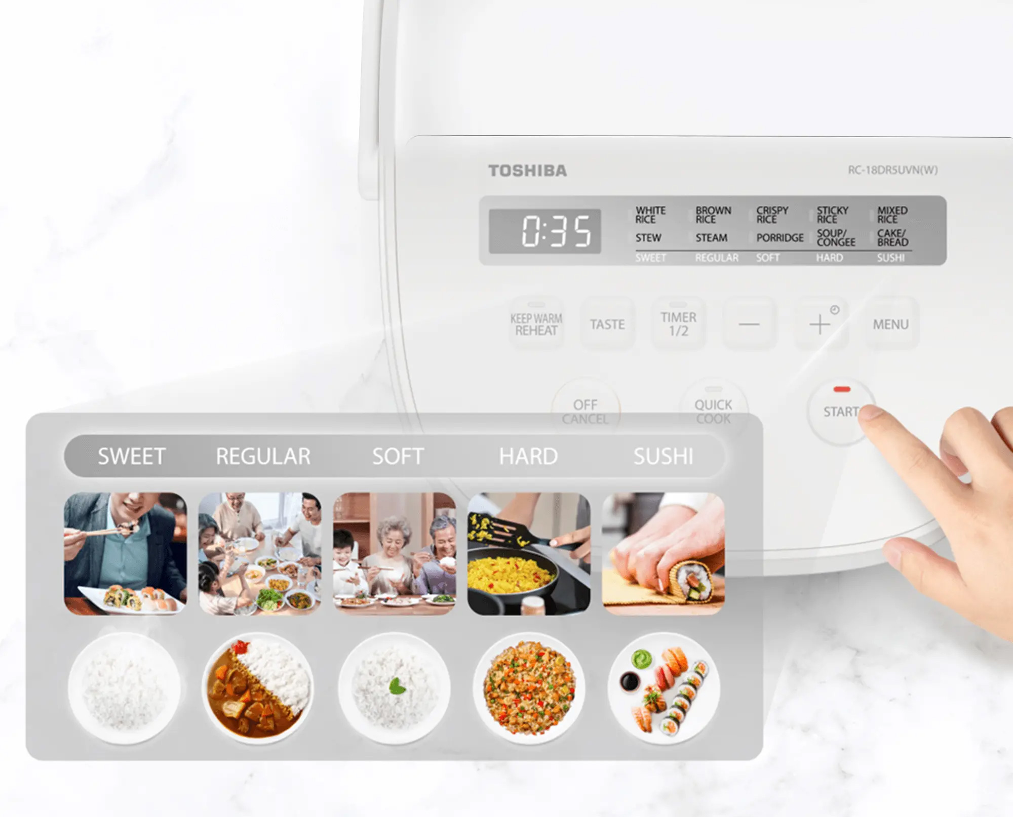Nồi cơm điện Toshiba RC-18DR5UVN(W/H)