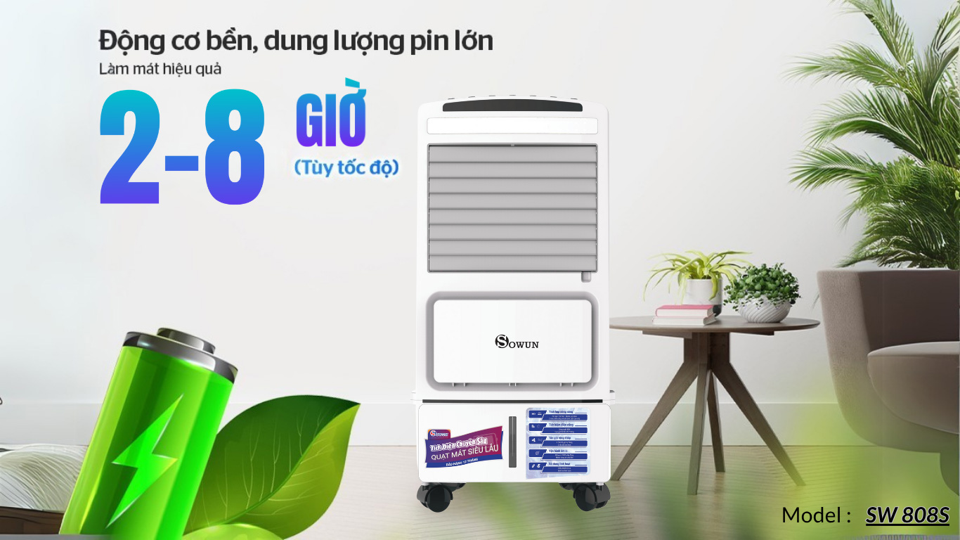 Quạt điều hòa tích điện Sowun SW 808S
