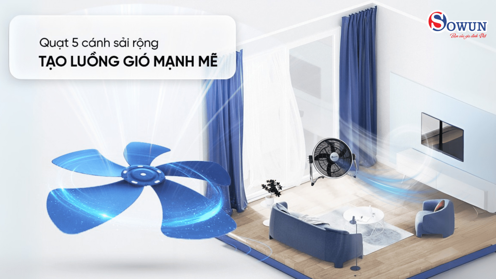 Quạt sàn công nghiệp 5 cánh Sowun SW810