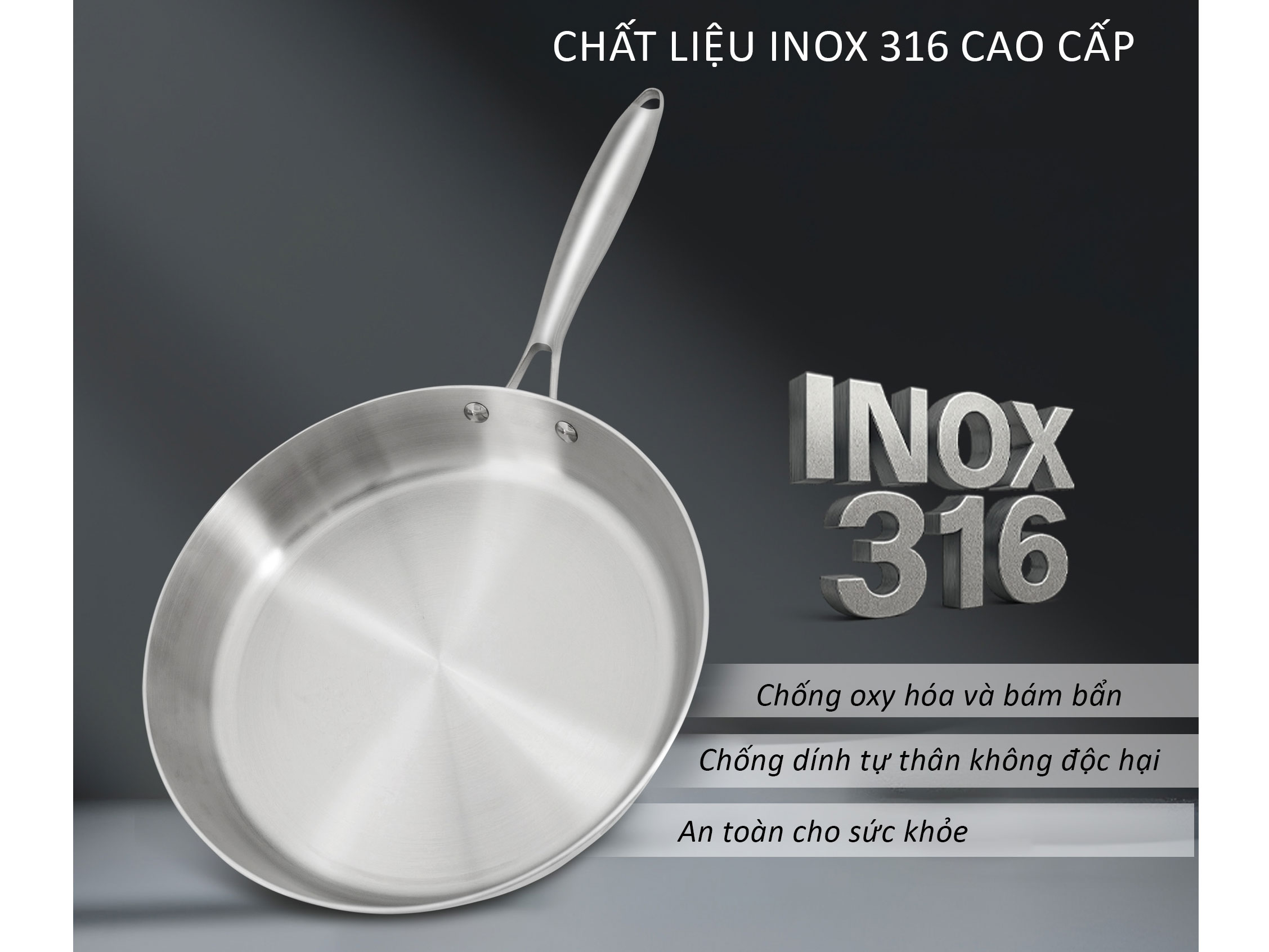 Chảo inox 3 lớp đúc liền khối Kalpen Luxus