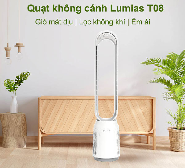 quạt không cánh Lumias T08 có kiểu dáng sang trọng, hiện đại