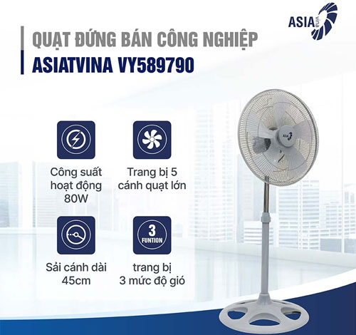 quạt đứng bán công nghiệp Asiavina VY589790 có kiểu dáng hiện đại