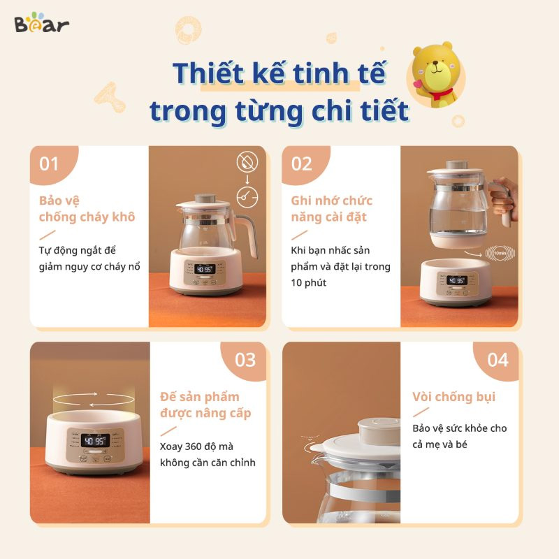 Bình\ đun nước hâm sữa Bear WW-4H12L