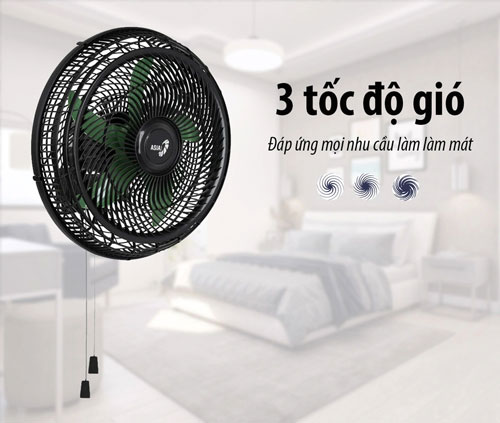 Khi sử dụng quạt ASIAVINA Turbo One VY617890, người dùng có thể dễ dàng tùy chọn 3 tốc độ gió khác nhau