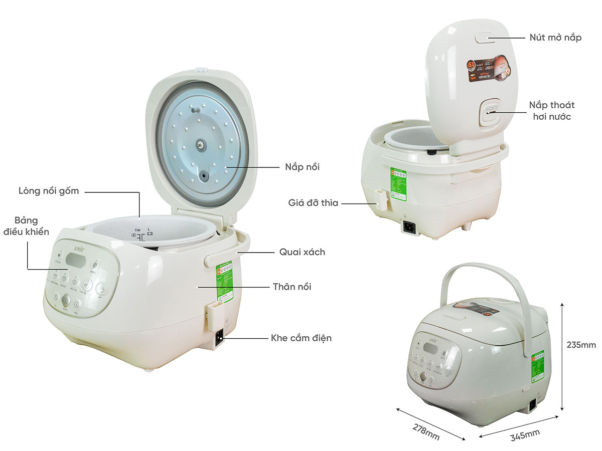 Nồi cơm điện lòng gốm tự nhiên Unie URC815