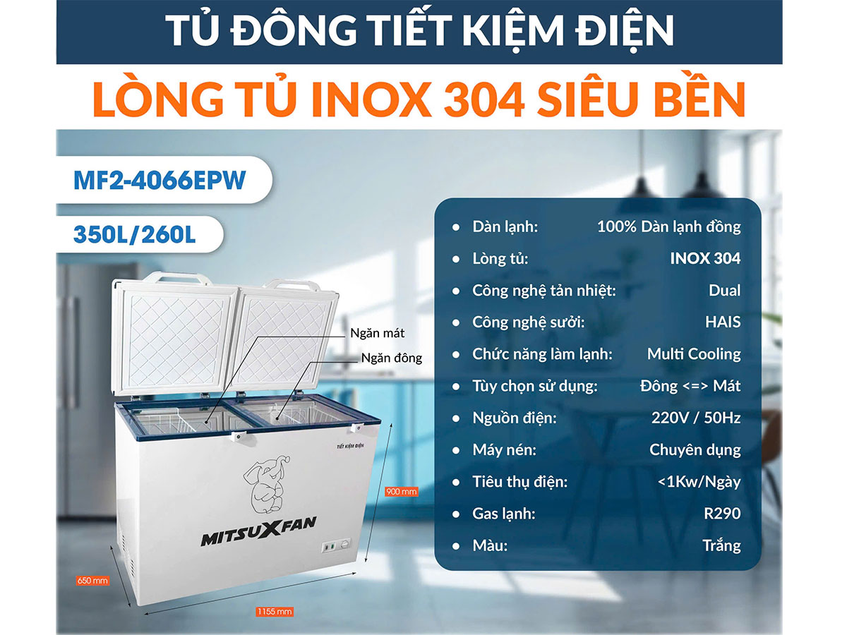 Tủ đông 2 ngăn 