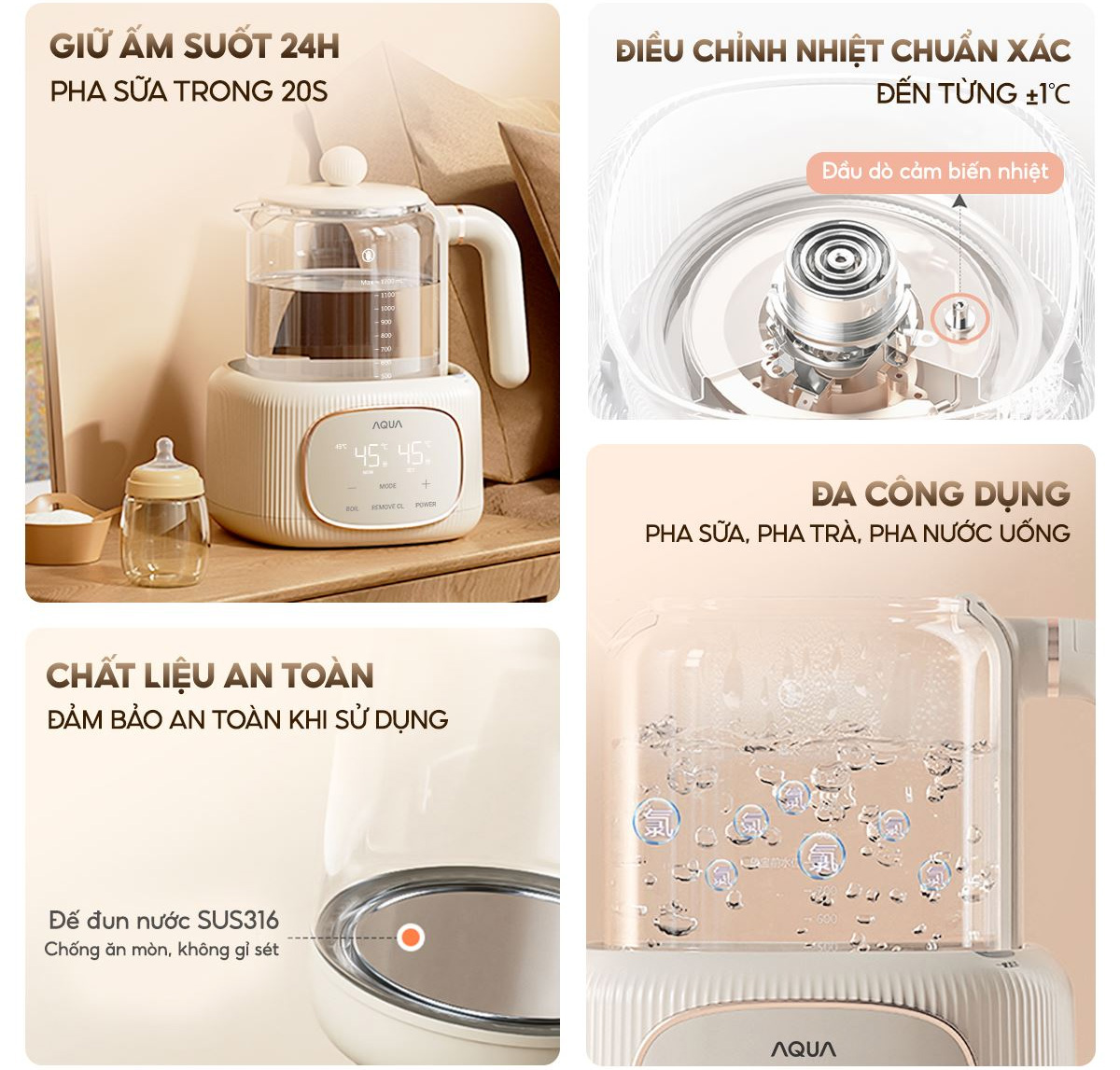 Máy đun nước pha sữa Aqua AQS-MH121T