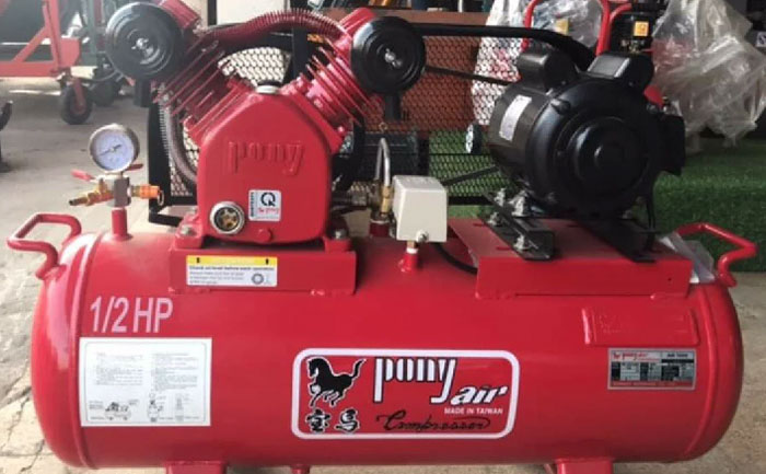Máy nén khí dây đai Pony DK-V62L có bình chứa dung tích 60 lít