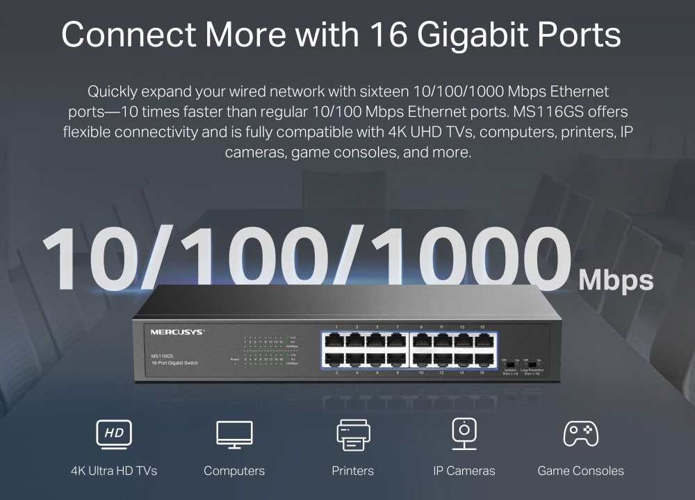 Switch Gigabit Mercusys MS116GS