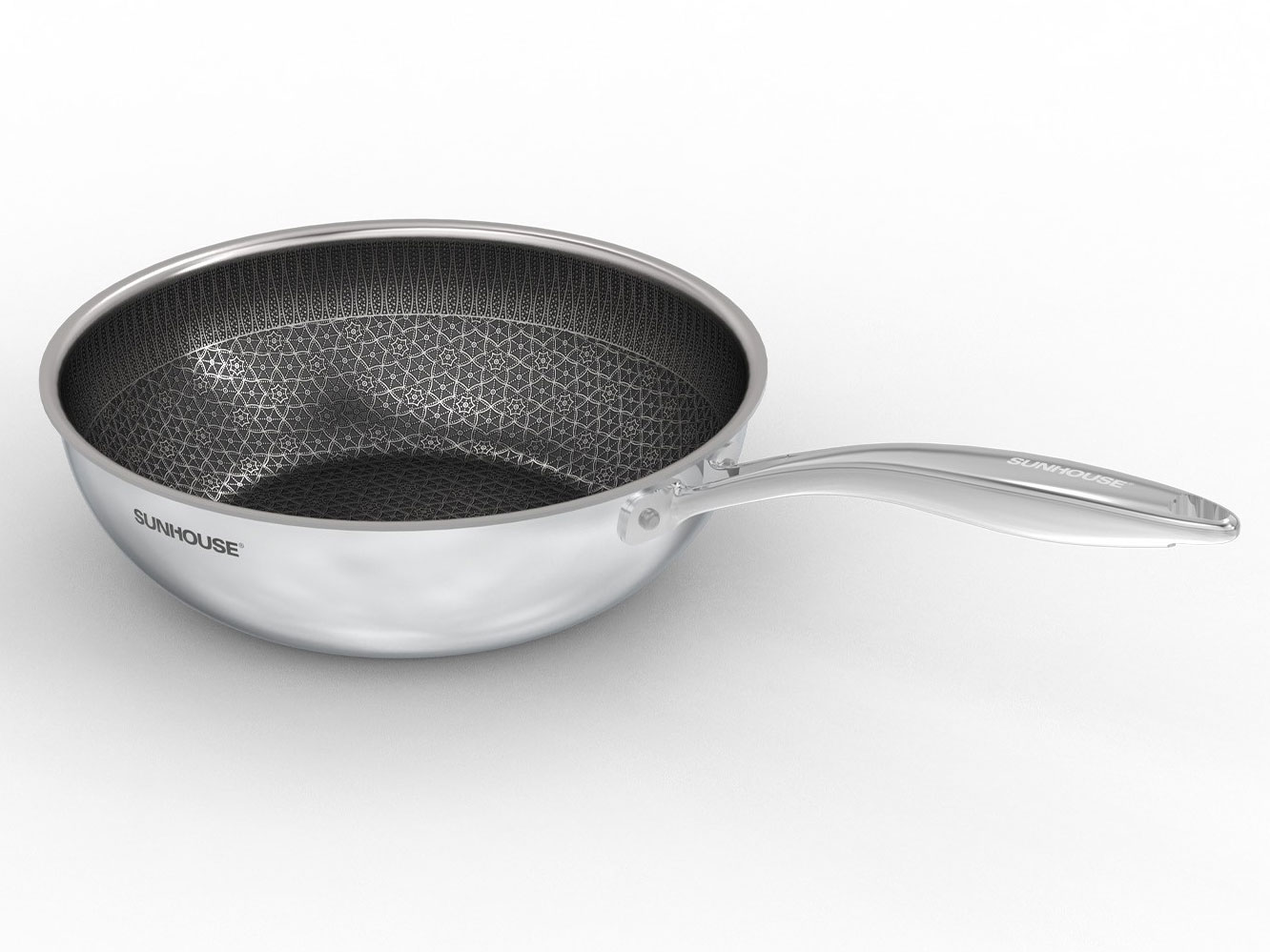 Chảo xào inox liền đáy Hybrid Sunhouse Healthy IN28M8