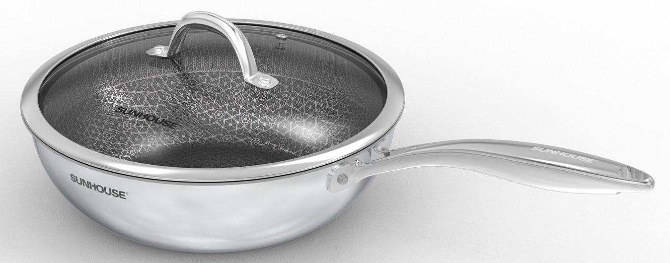 Chảo xào inox liền đáy Hybrid Sunhouse IN26M8VK