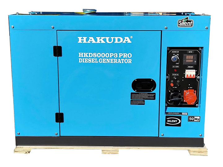 Máy phát điện chạy dầu 8KW Hakuda HKD8000P3 PRO (3 pha, siêu cách âm)