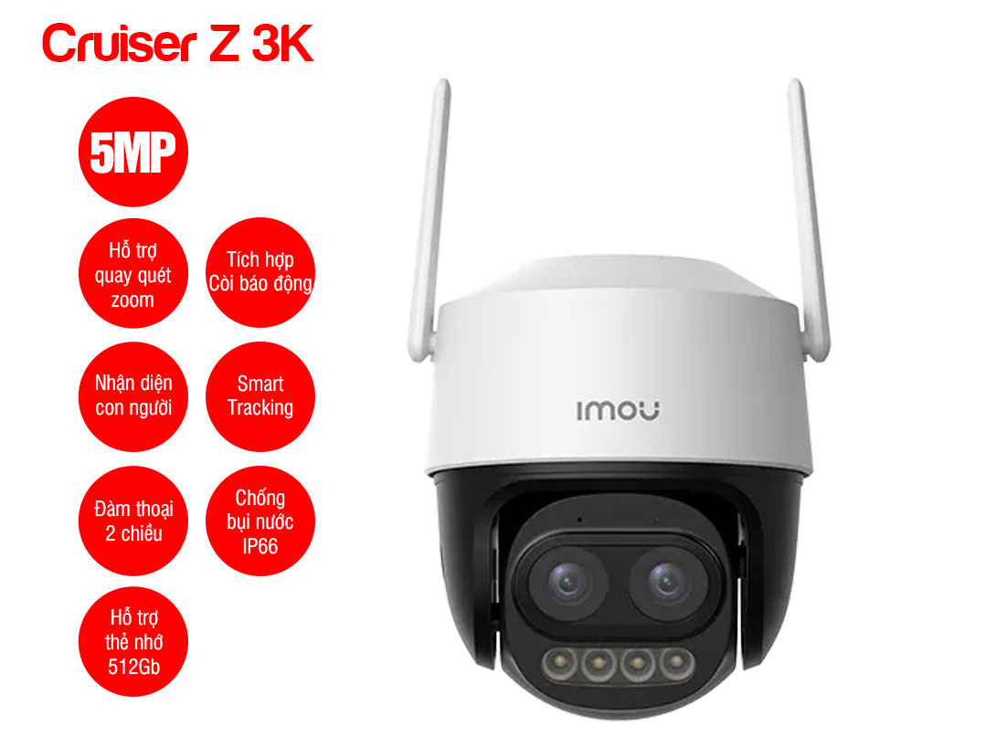 Camera Wifi quay quét zoom IMOU IPC-S7DP-5M0WEZ Cruiser Z 3K