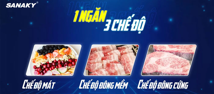 Tủ đông VH-8699HYK có 3 chế độ bảo quản thực phẩm