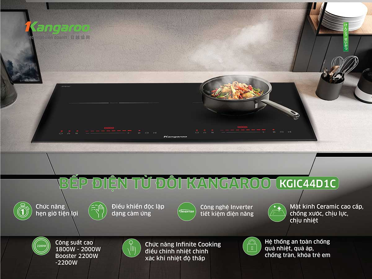 Bếp từ đôi lắp âm Kangaroo KGIC44D1C