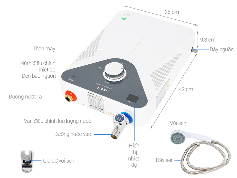 Máy nước nóng trực tiếp Kangaroo KG589G 