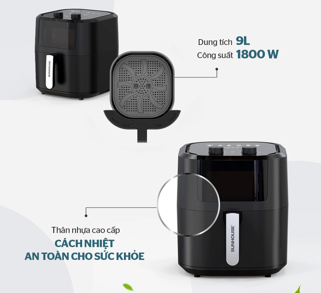 Nồi chiên không dầu 9L Sunhouse SHD4037