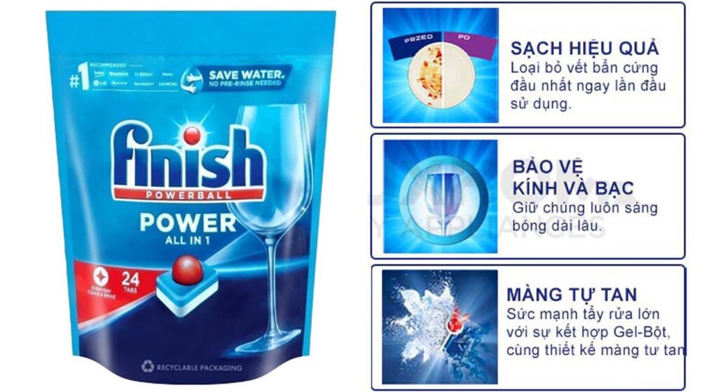 Viên rửa bát Finish Power All In One 24 viên