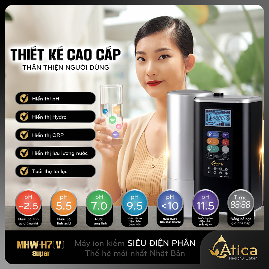 Máy lọc nước ion kiềm siêu điện phân Atica